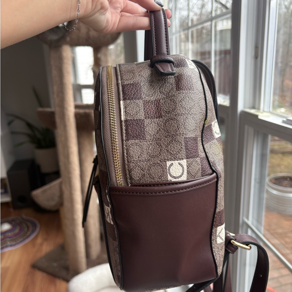 Calvin Klein Brown Logo Patchwork Backpack - image 3